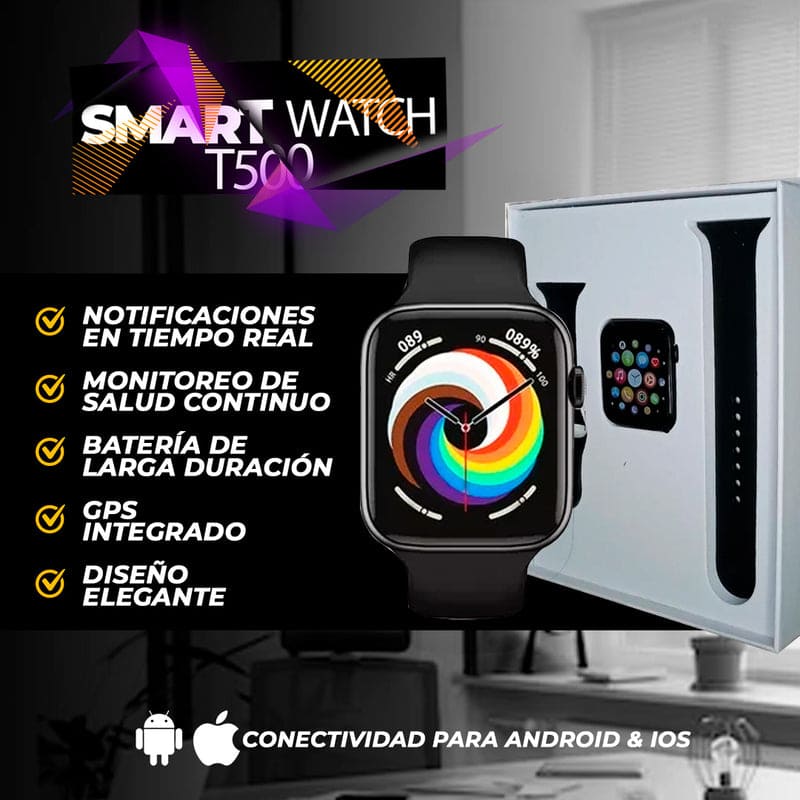 COMBO SMARTWATCH T500 + MORRAL ANTIRROBO